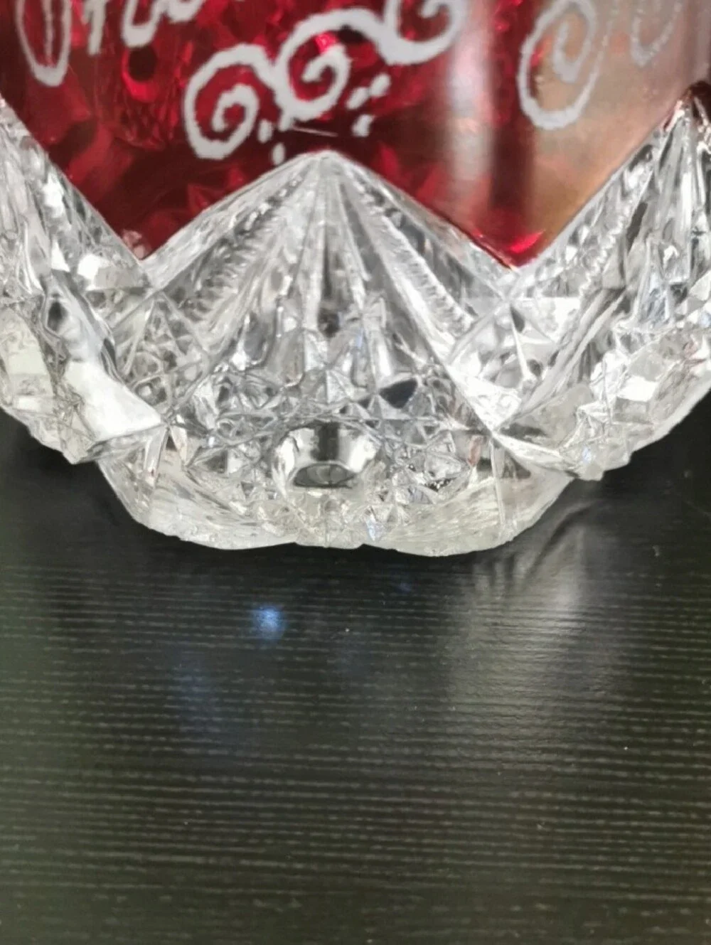 Engraved Ruby Red Flash Cut-to-clear Glass Souvenir Tumbler